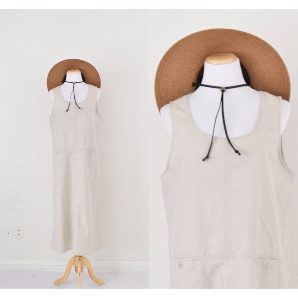 Vintage Linen/Cotton Sack Dress | 90s long dress size L - Picture 2 of 10